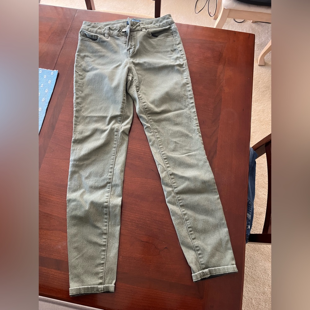 Army green skinny jeans. Size 5